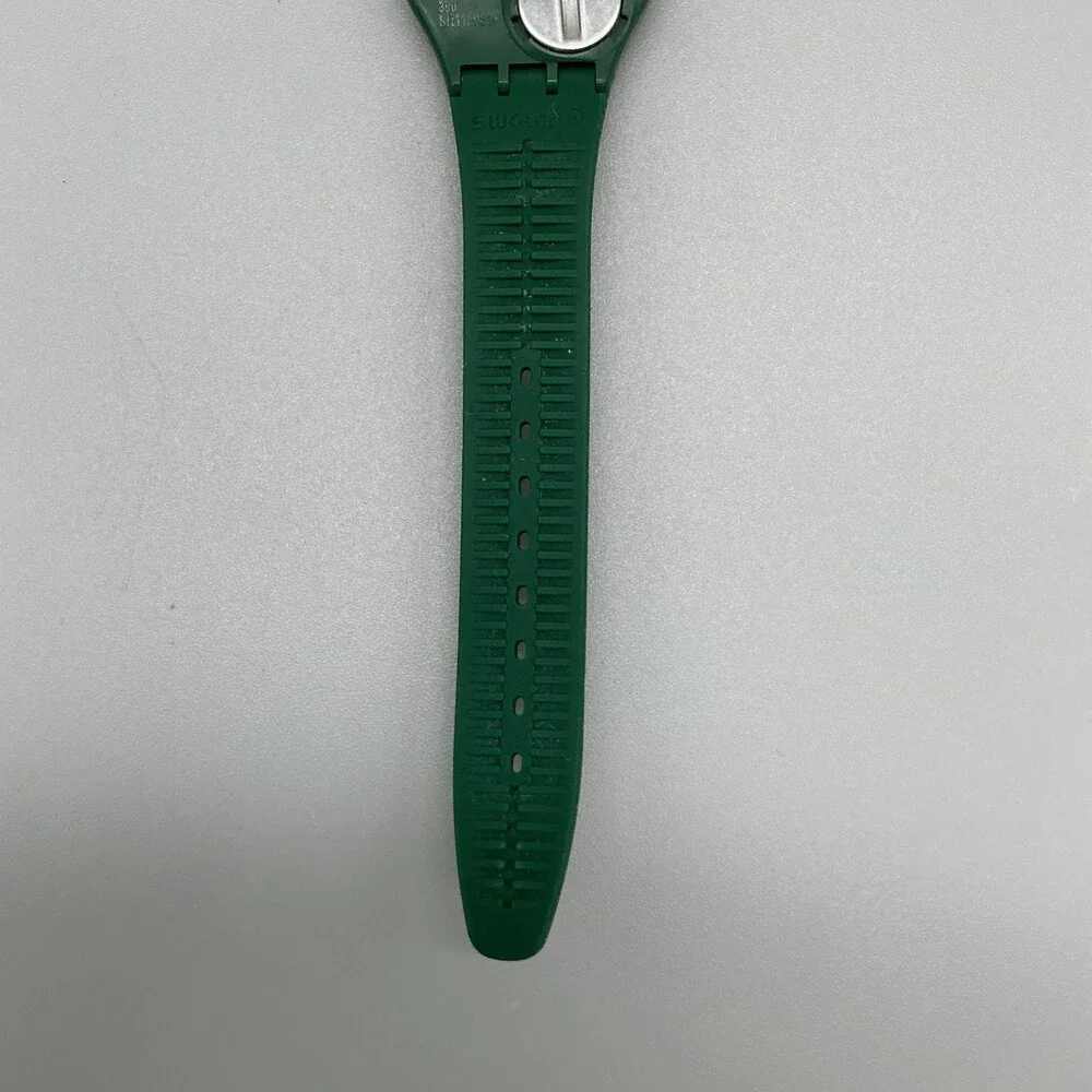 Swatch Pinezone Mens Watch 34mm Green Pinecone Plastic strap New battery
